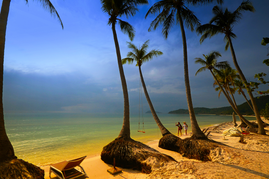 Stunning clear waters and soft white sand on Sao Beach